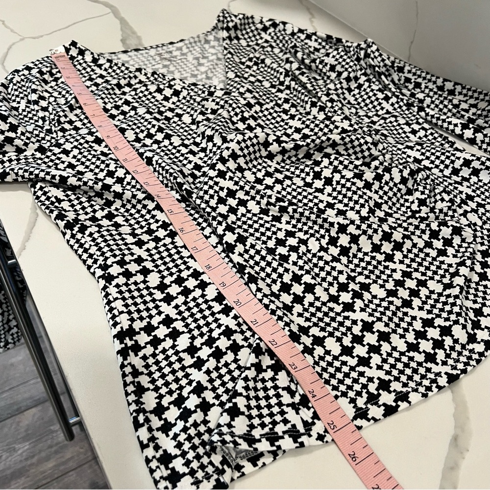 Talbots women's houndstooth style print faux wrap‎ 3/4 sleeve blouse size 1x - Picture 12 of 13
